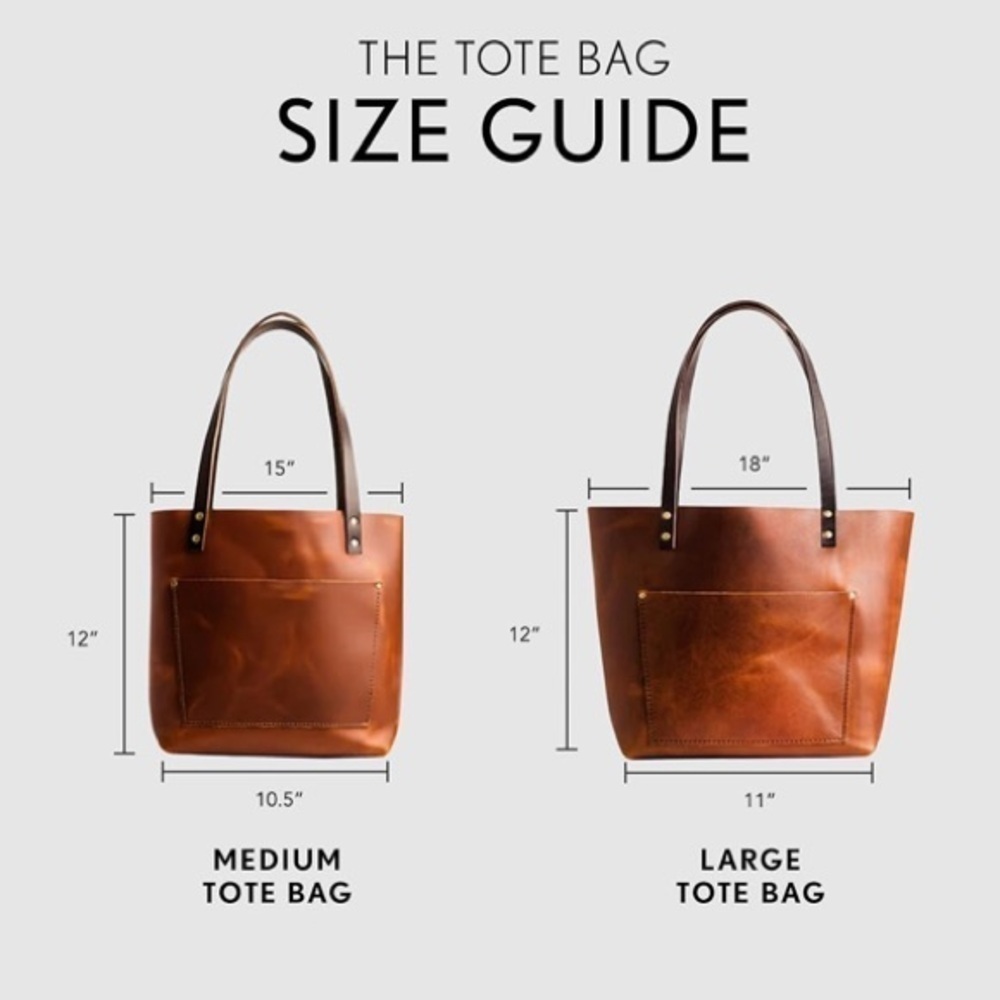 Portland Leather Goods Zip Top Tote Bag Artisan Leather Handbag Brown Medium - Picture 15 of 16